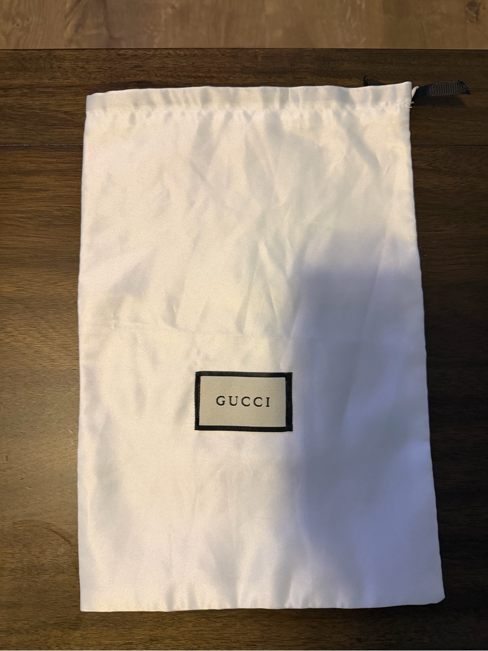 Gucci White Drawstring Logo Dust Pouch
